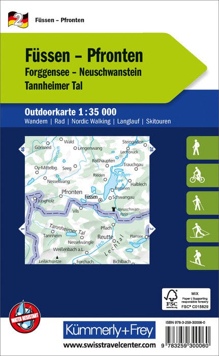 Carte de plein air n° WK.02 - Füssen, Pfronten (Allemagne) | Kümmerly & Frey carte de randonnée Kümmerly & Frey