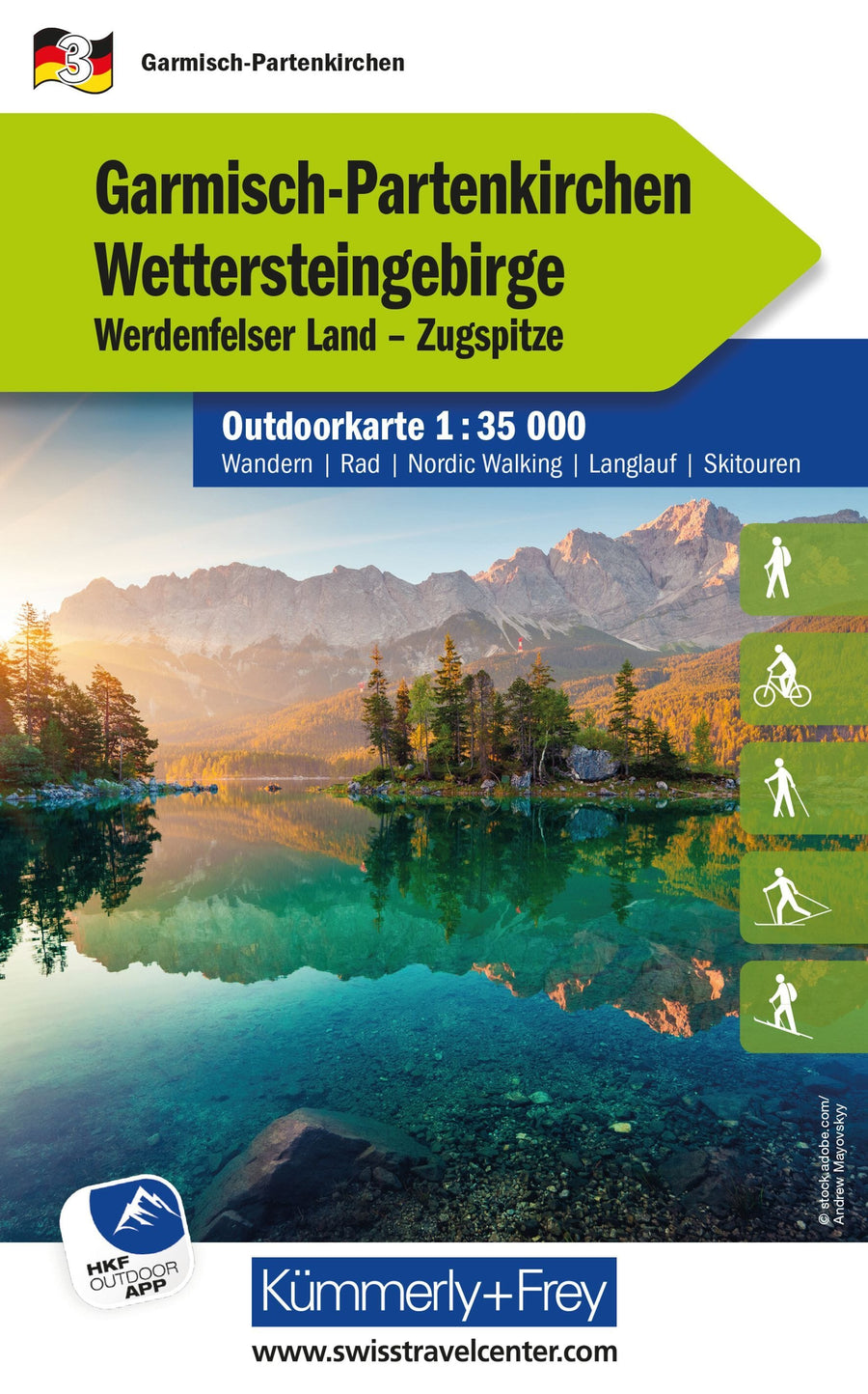 Carte de plein air n° WK.03 - Garmisch, Partenkirchen, Wettersteingebirge (Allemagne) | Kümmerly & Frey carte pliée Kümmerly & Frey 