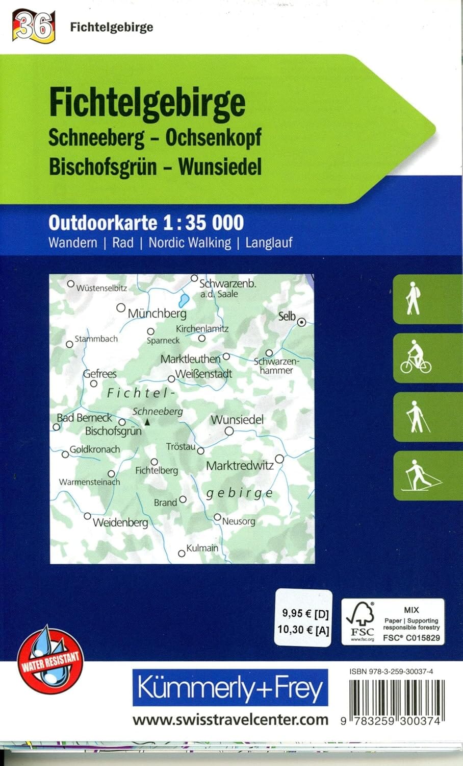Carte de plein air n° WK.36 - Fichtelgebirge (Allemagne) | Kümmerly & Frey carte de randonnée Kümmerly & Frey
