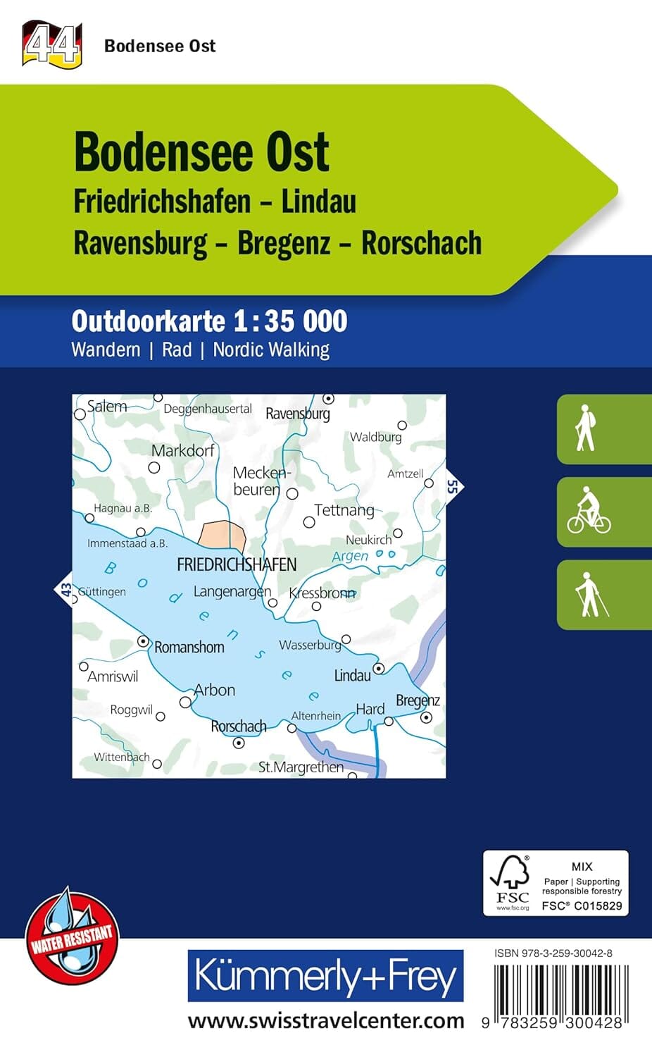 Carte de plein air n° WK.44 - Lac de Constance Est (Allemagne) | Kümmerly & Frey carte de randonnée Kümmerly & Frey 