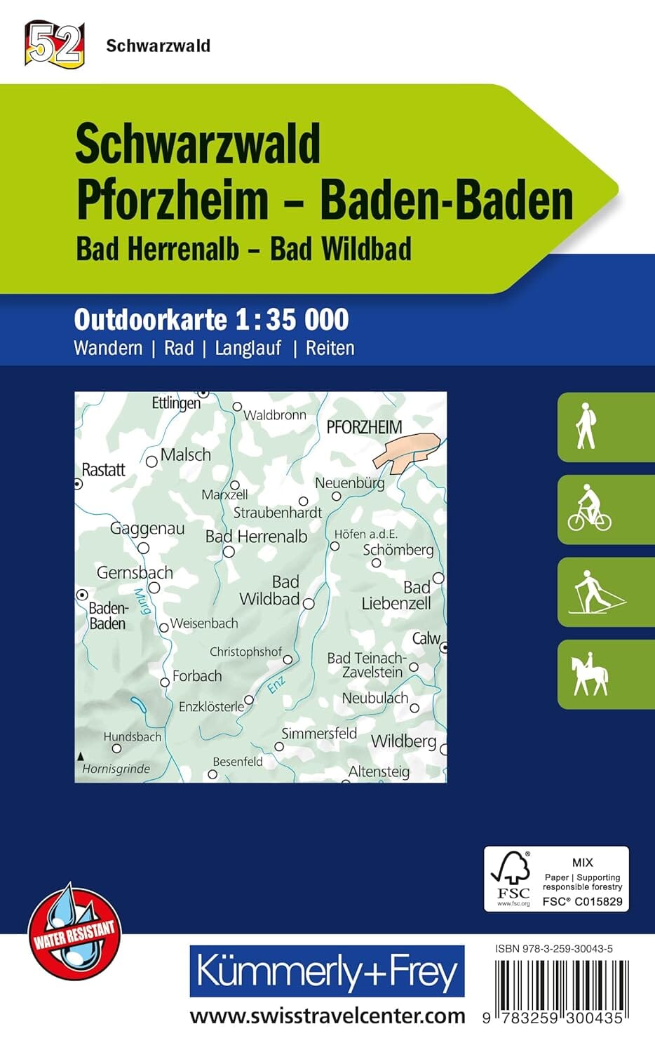 Carte de plein air n° WK.52 - Forêt-Noire (Allemagne) | Kümmerly & Frey carte de randonnée Kümmerly & Frey 
