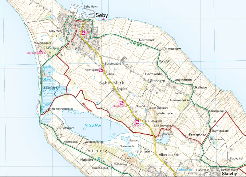 Carte de plein air - Øhavsstien nord - Faaborg & Svendborg (Danemark) | Calazo carte de randonnée Calazo