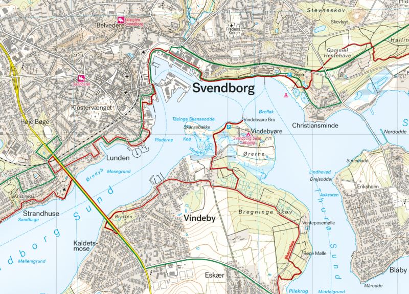 Carte de plein air - Øhavsstien syd - Ærø & Rudkøbing (Danemark) | Calazo carte de randonnée Calazo