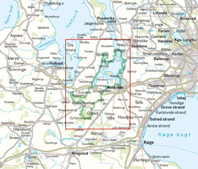 Carte de plein air - Roskilde & Nationalpark Skjoldungernes Land (Danemark) | Calazo carte de randonnée Calazo