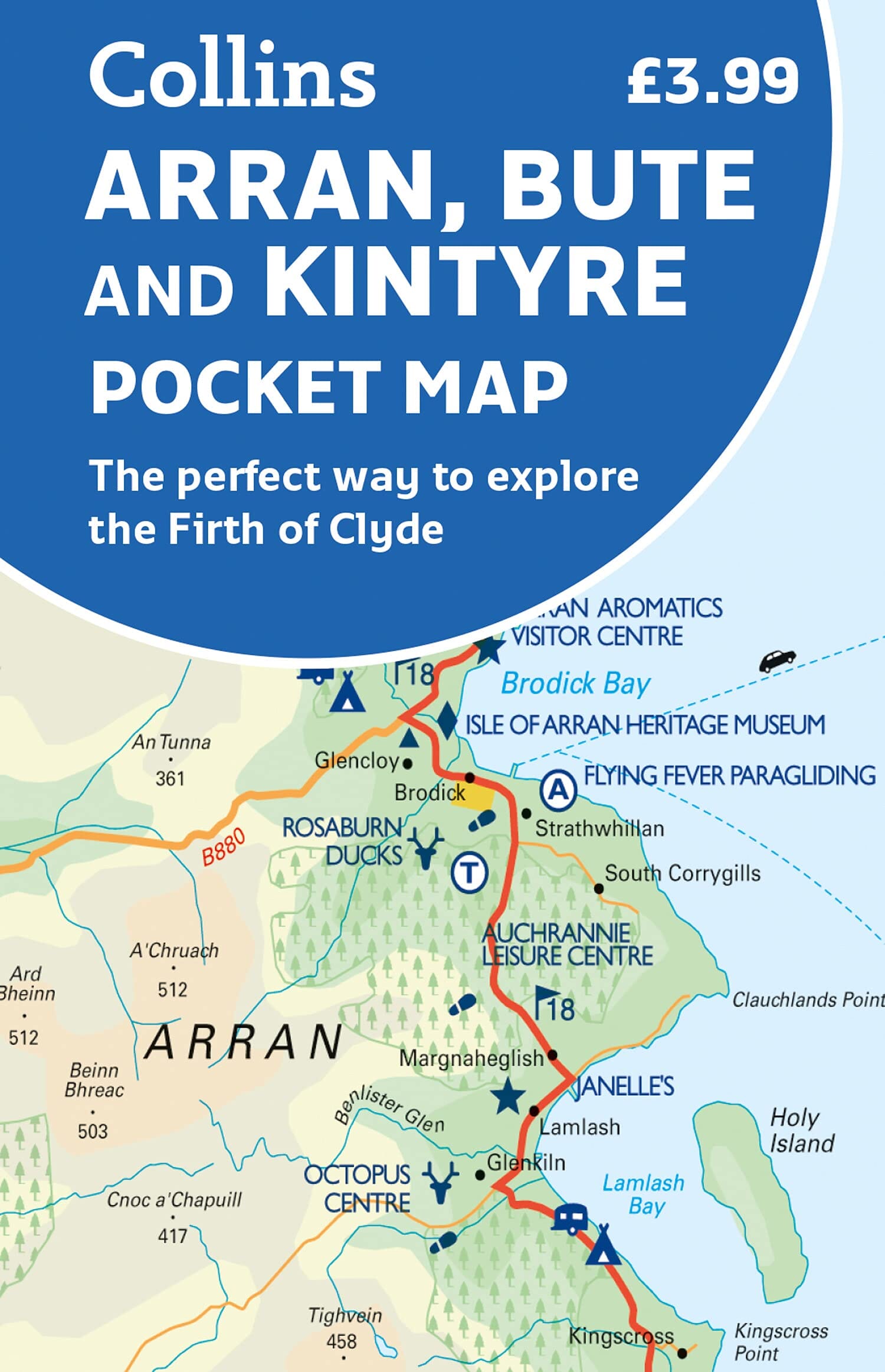 Carte de poche - Arran, Bute & Kintyre (Écosse) | Collins carte routière Collins