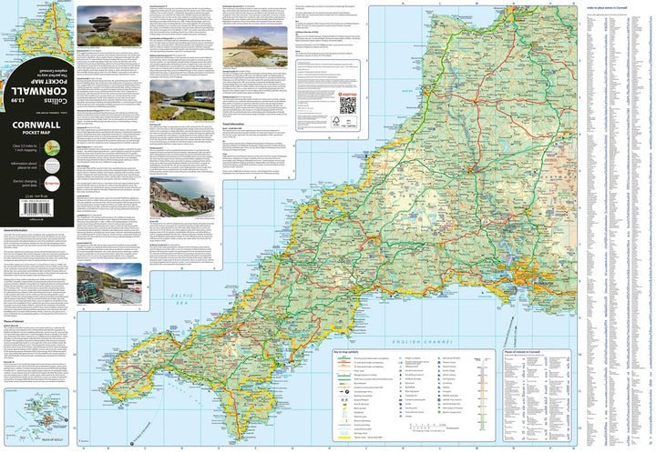 Carte de poche - Cornouailles | Collins carte routière Collins