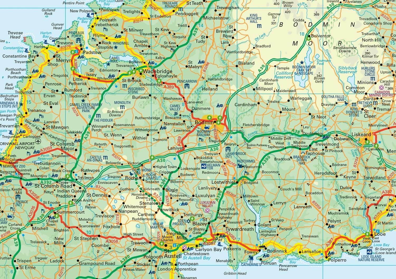 Carte de poche - Cornouailles | Collins carte routière Collins