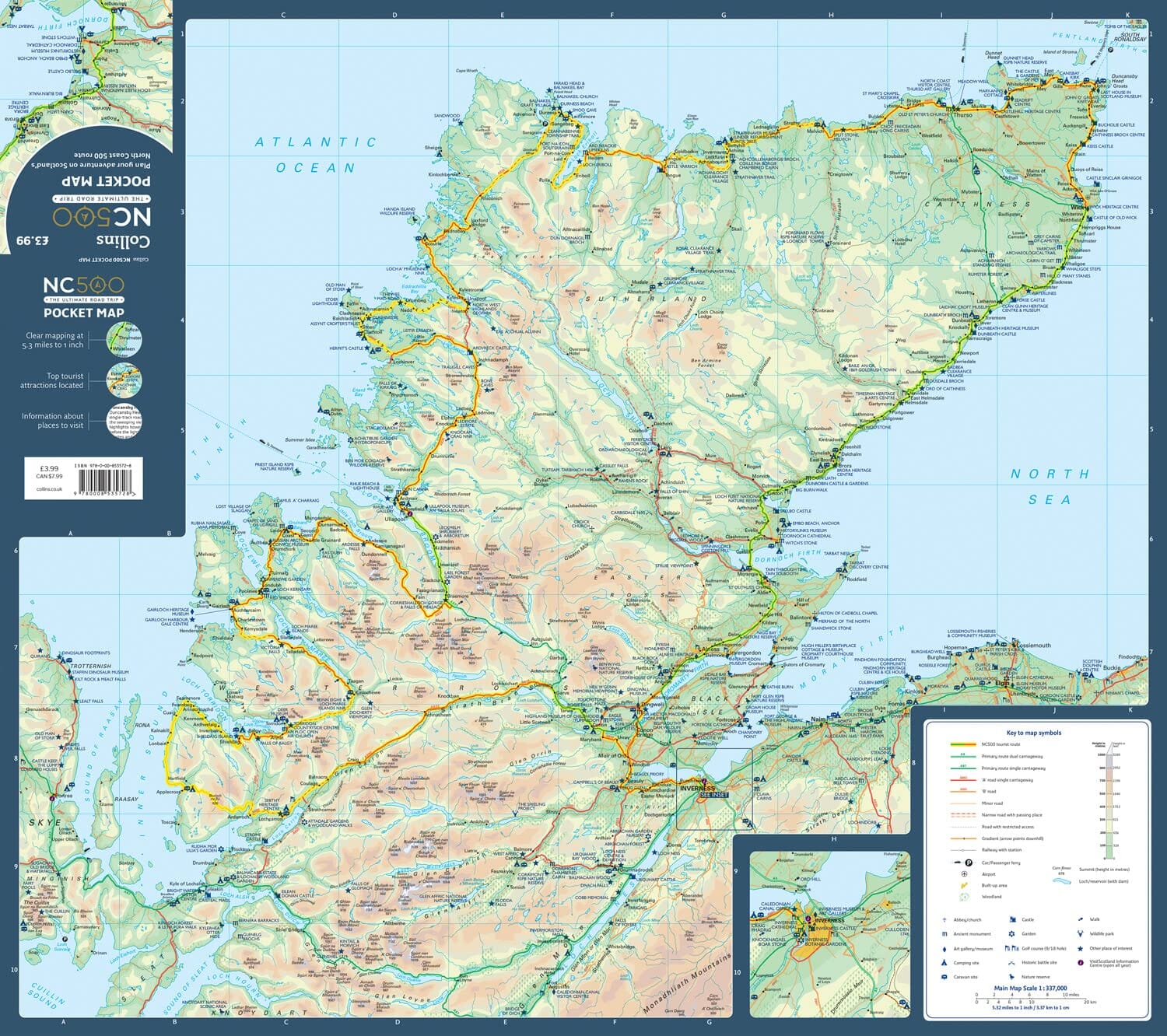 Carte de poche - Scotland’s North Coast 500 Route Official Map | Collins carte routière Collins