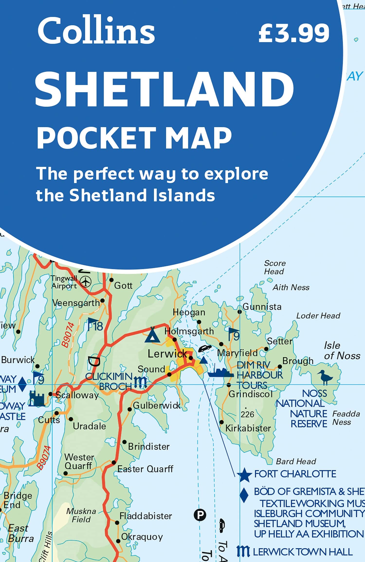Carte de poche - Shetland | Collins carte routière Collins