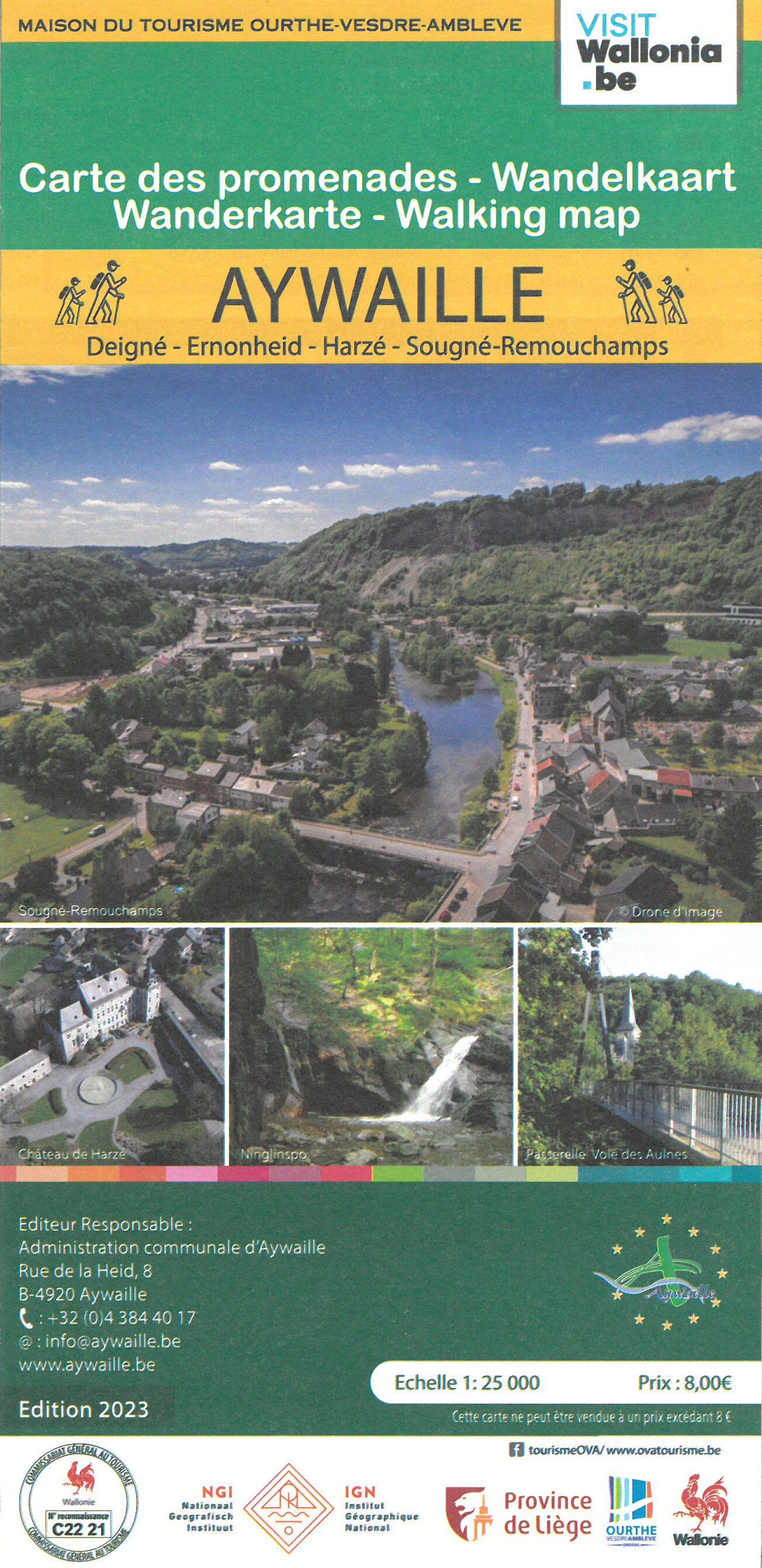 Carte de promenades - Aywaille (Belgique) | NGI carte de randonnée IGN Belgique