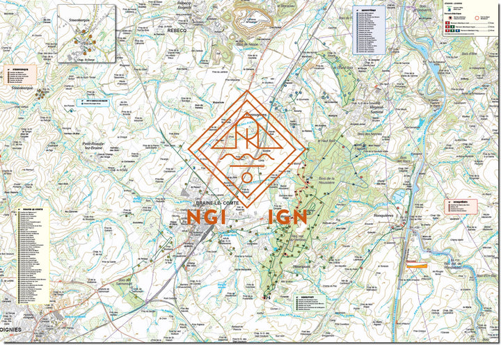 Carte de promenades - Braine-le-Comte (Belgique) | NGI carte de randonnée IGN Belgique 