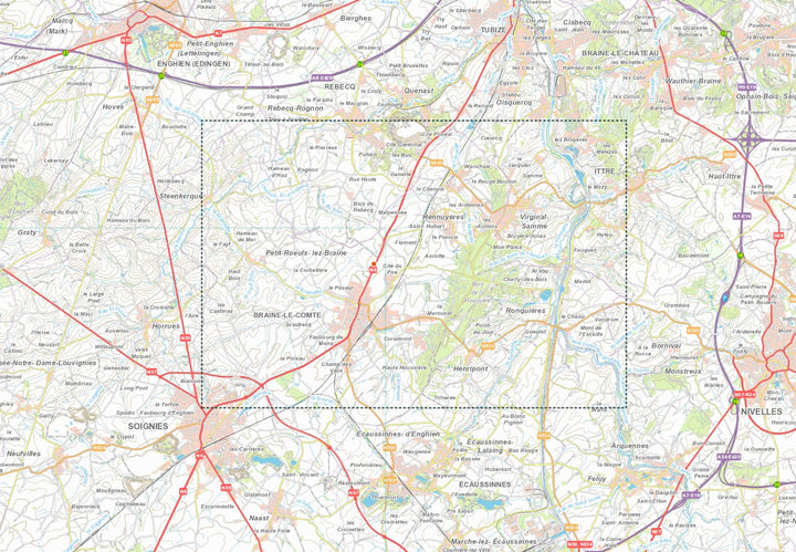 Carte de promenades - Braine-le-Comte (Belgique) | NGI carte de randonnée IGN Belgique 