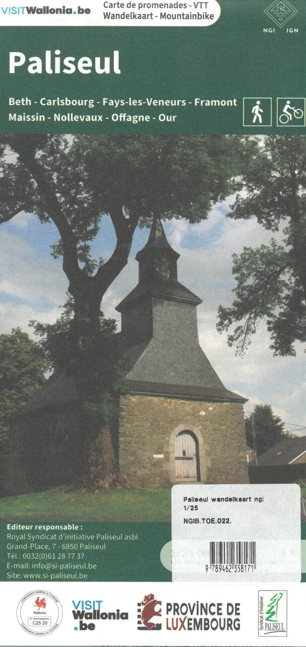 Carte de promenades et VTT - Paliseul (Belgique) | NGI carte de randonnée IGN Belgique 