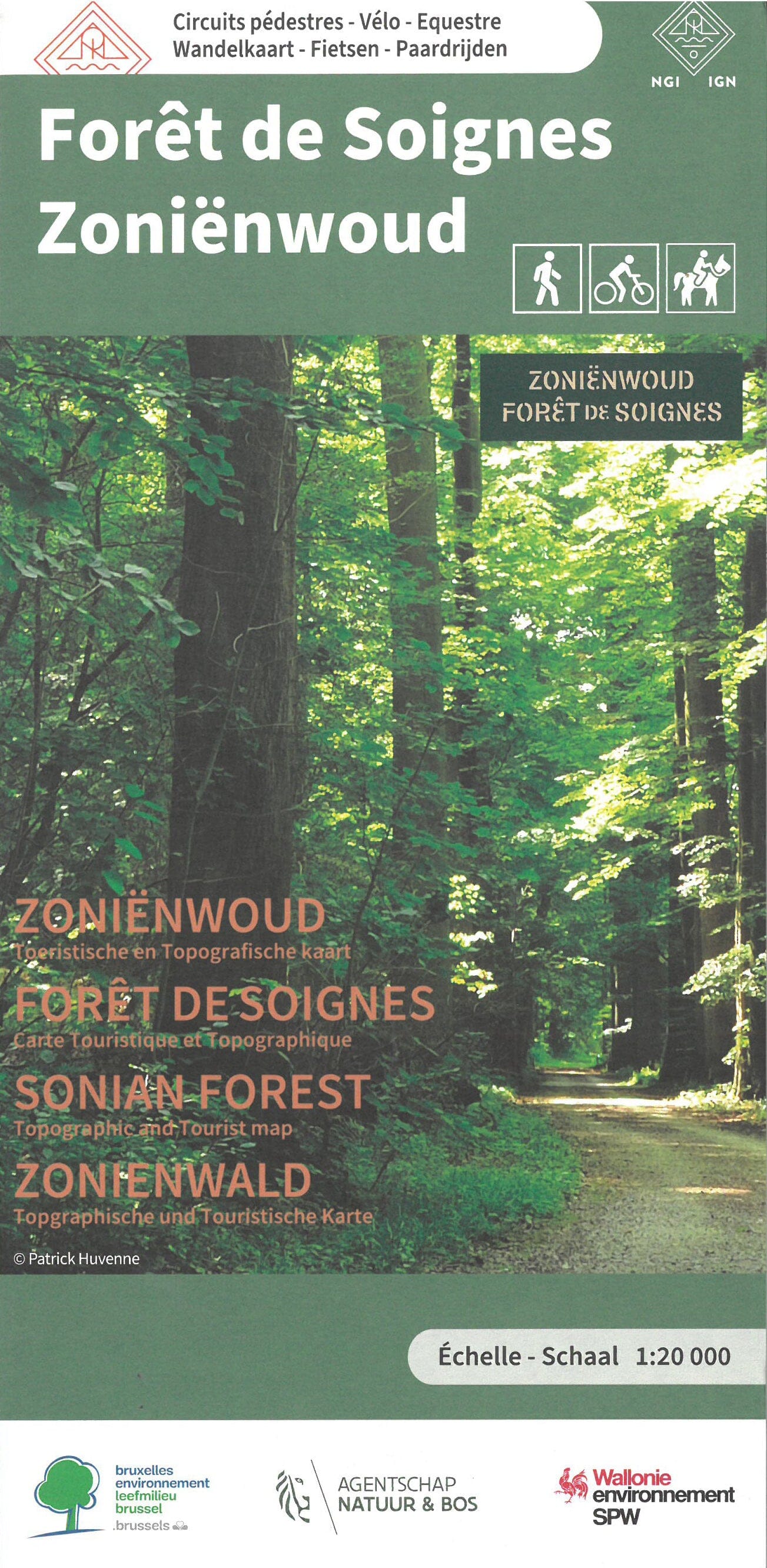 Carte de promenades - Forêt de Soignes (Belgique) | NGI carte de randonnée IGN Belgique