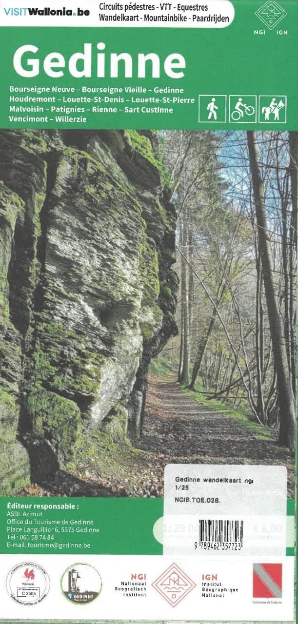 Carte de promenades - Gedinne (Belgique) | NGI carte de randonnée IGN Belgique 