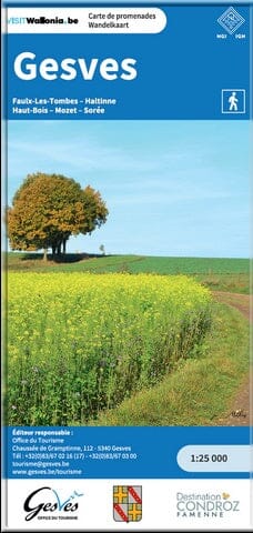 Carte de promenades - Gesves (Belgique) | NGI carte de randonnée IGN Belgique 