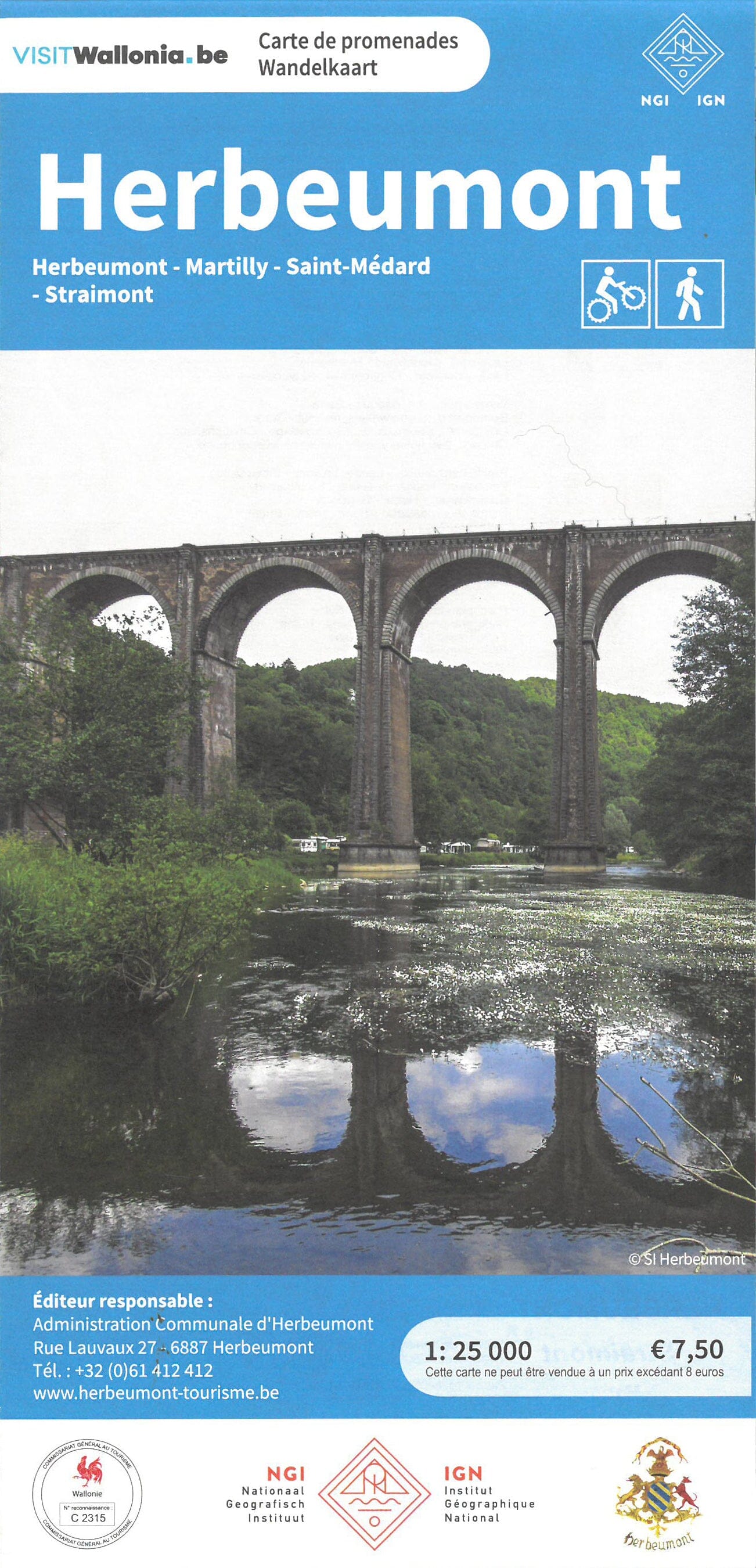 Carte de promenades - Herbeumont, Saint-Medard, Straimont (Belgique) | NGI carte de randonnée IGN Belgique