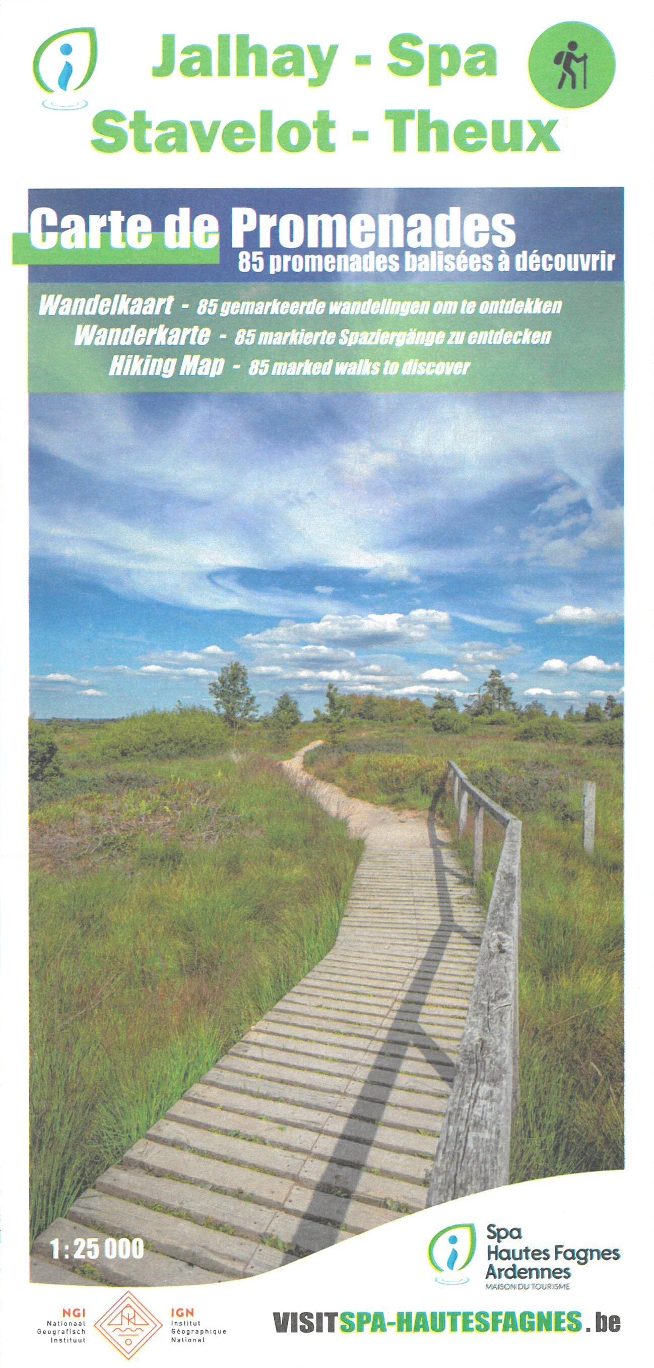 Carte de promenades - Jalhay, Spa, Stavelot, Theux (Belgique) | NGI carte de randonnée IGN Belgique