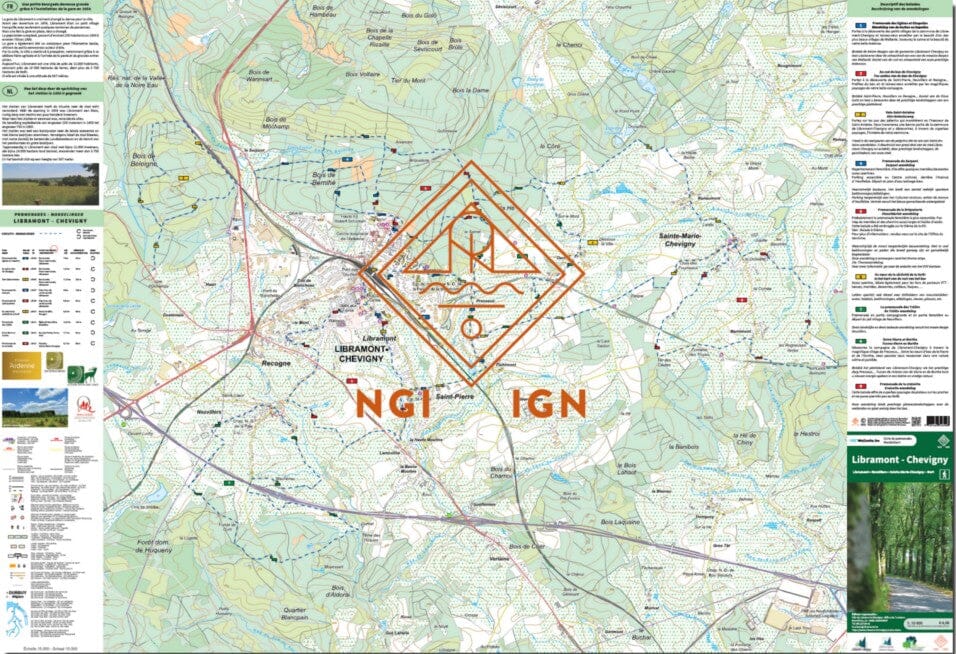 Carte de promenades - Libramont-Chevigny (Belgique) | NGI carte de randonnée IGN Belgique 