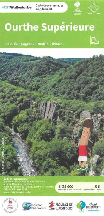 Carte de promenades - Ourthe supérieure (Belgique) | NGI carte pliée IGN Belgique 