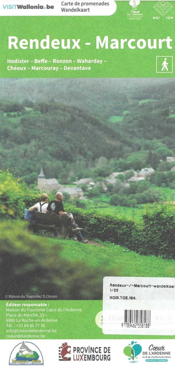 Carte de promenades - Rendeux, Marcourt (Belgique) | NGI carte de randonnée IGN Belgique 