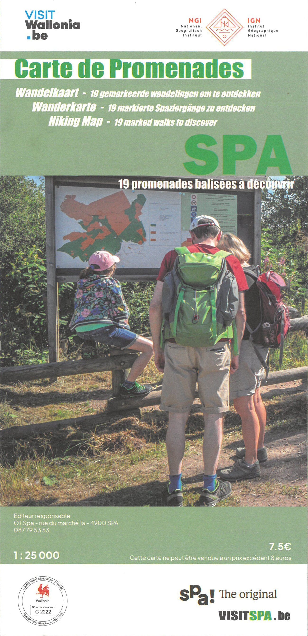 Carte de promenades - Spa (Belgique) | NGI carte de randonnée IGN Belgique
