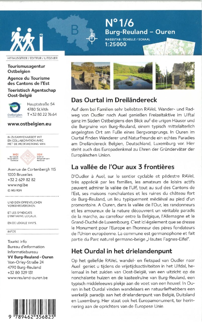 Carte de promenades - Vallée de l'Our aux 3 frontières (Belgique) | NGI carte de randonnée IGN Belgique