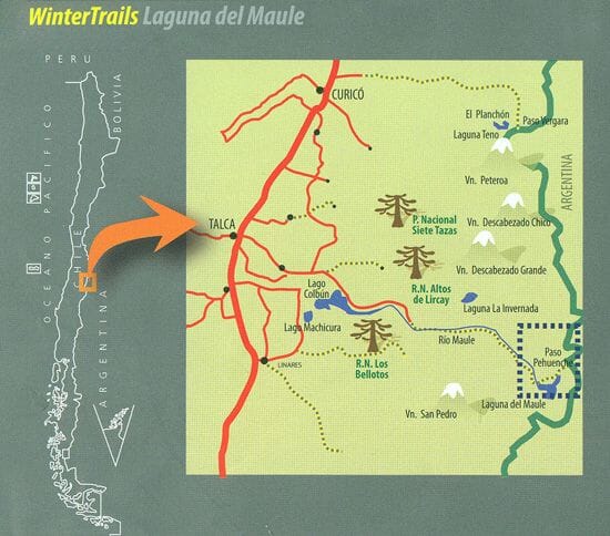Carte de randonnée à ski - Laguna Del Maule | Trekking Chili carte de randonnée Trekking Chile 