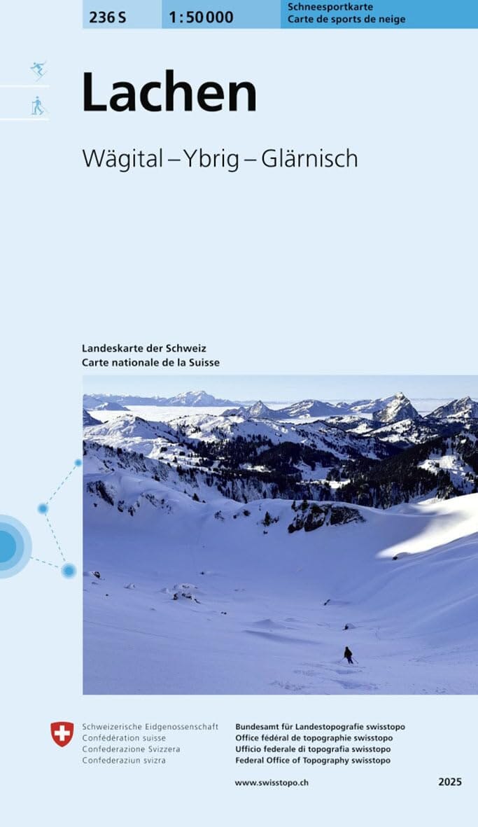 Carte de randonnée à ski n° 236S - Lachen, Rigi, Ybrig, Glärnisch (Suisse) | Swisstopo - ski au 1/50 000 carte de randonnée Swisstopo 