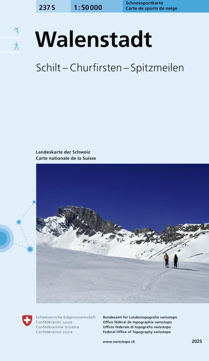 Carte de randonnée à ski n° 237S - Walenstadt (Säntis, Churfirsten, Spitzmeilen), Suisse | Swisstopo - ski au 1/50 000 (Copy) carte de randonnée Swisstopo 