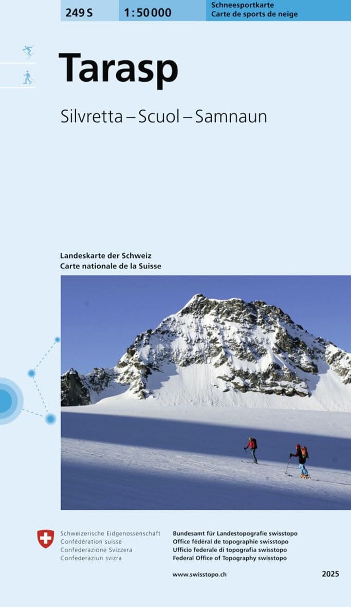 Carte de randonnée à ski n° 249S - Tarasp (Suisse) | Swisstopo - ski au 1/50 000 carte de randonnée Swisstopo 
