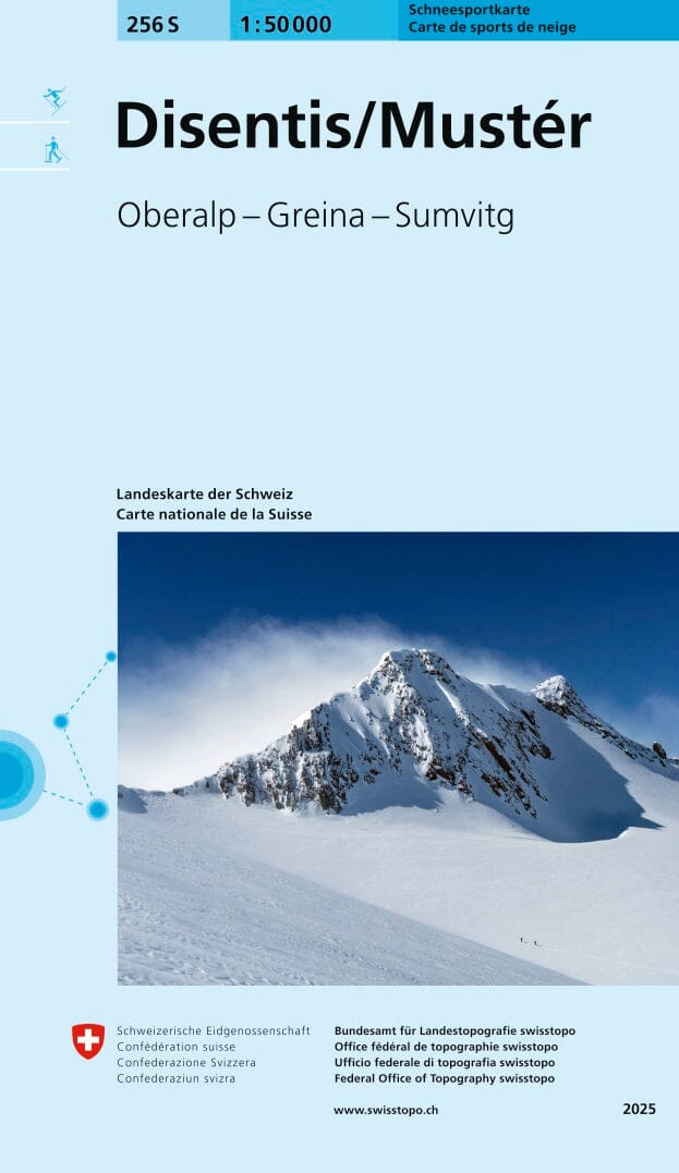 Carte de randonnée à ski n° 256S - Disentis / Mustér (Suisse) | Swisstopo - ski au 1/50 000 carte de randonnée Swisstopo 