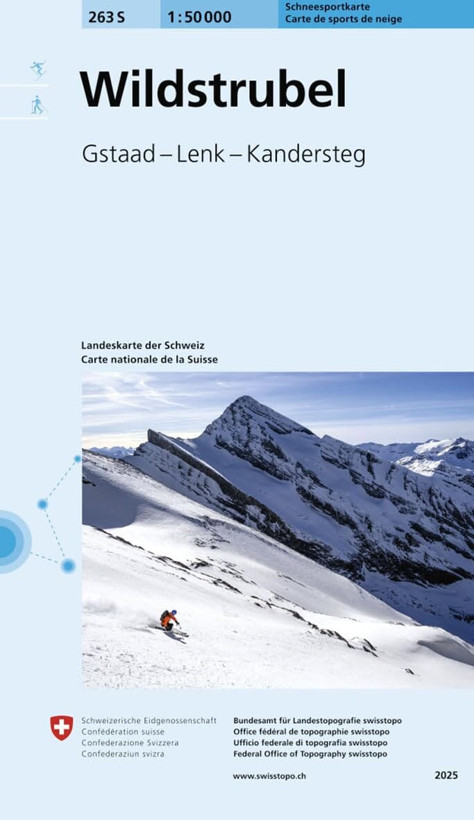 Carte de randonnée à ski n° 263S - Wildstrubel (Suisse) | Swisstopo - ski au 1/50 000 carte de randonnée Swisstopo 