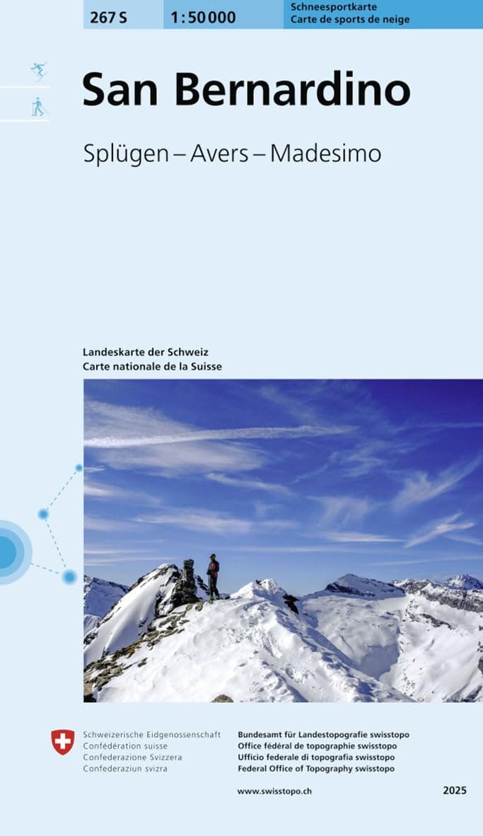 Carte de randonnée à ski n° 267S - San Bernardino (Suisse) | Swisstopo - ski au 1/50 000 carte de randonnée Swisstopo 