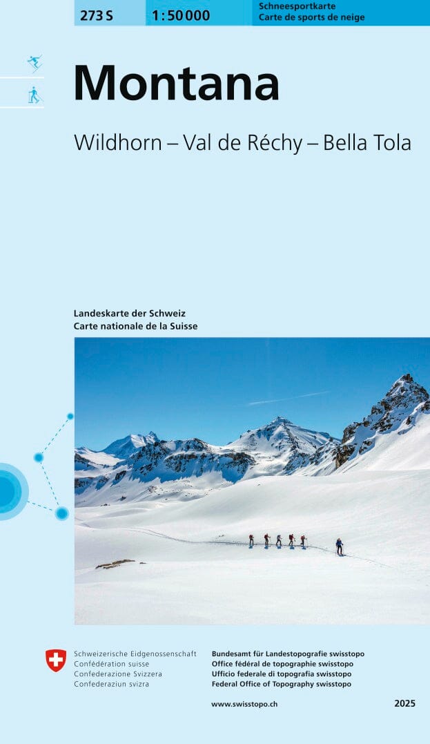 Carte de randonnée à ski n° 273S - Montana (Suisse) | Swisstopo - ski au 1/50 000 carte de randonnée Swisstopo 