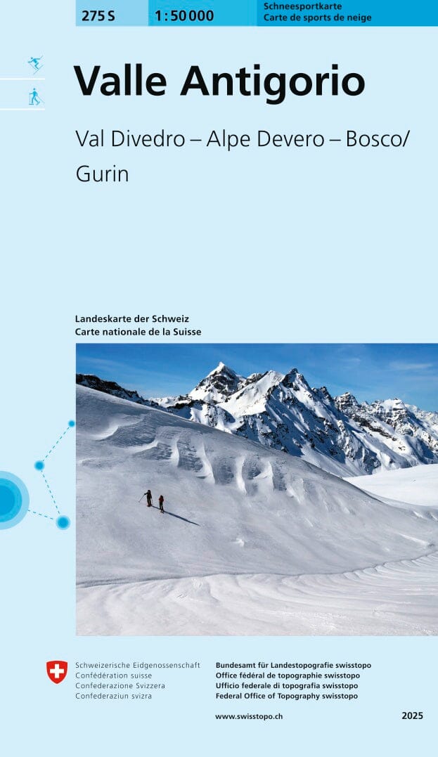 Carte de randonnée à ski n° 275S - Valle Antigorio (Suisse) | Swisstopo - ski au 1/50 000 carte de randonnée Swisstopo 