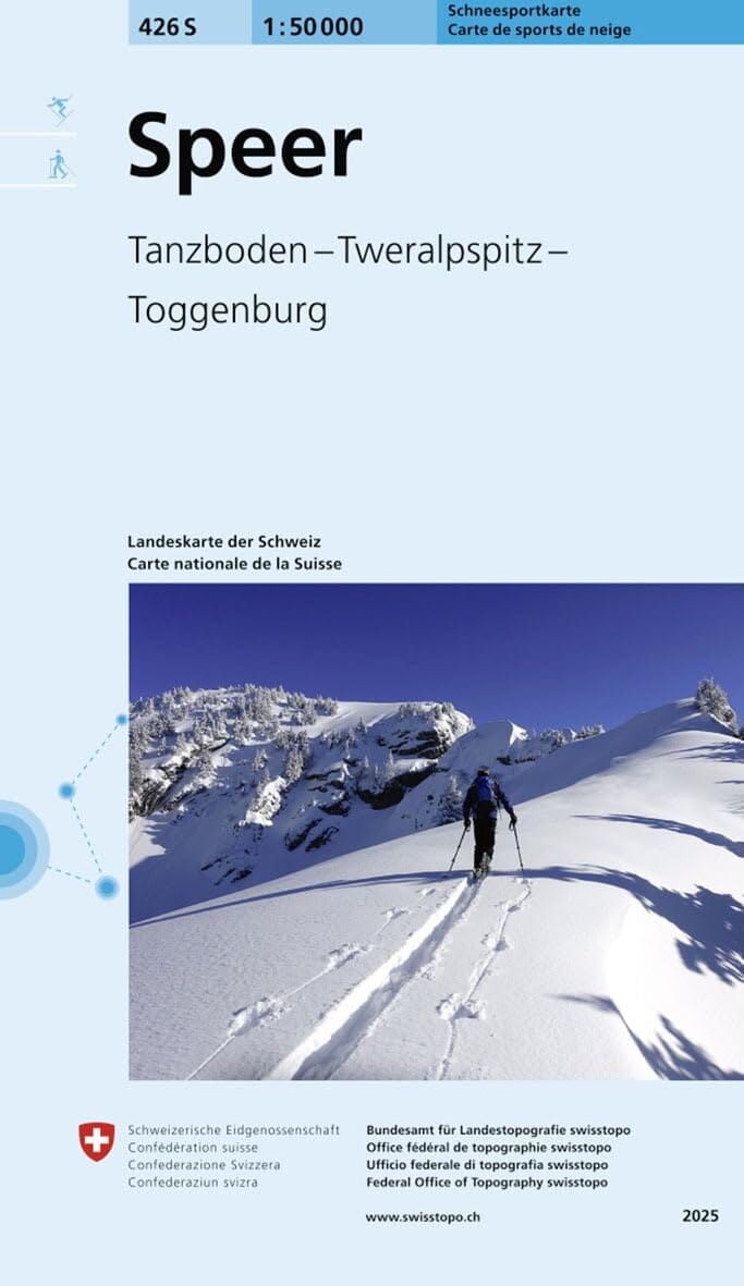 Carte de randonnée à ski n° 426S - Speer, Tanzboden, Tweralpspitz, Toggenburg (Suisse) | Swisstopo - ski au 1/50 000 carte de randonnée Swisstopo 