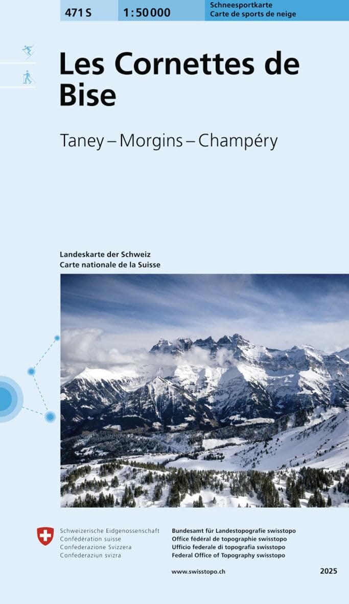 Carte de randonnée à ski n° 471S - Les Cornettes de Bise, Taney, Morgins, Champery (Suisse) | Swisstopo - ski au 1/50 000 carte de randonnée Swisstopo 
