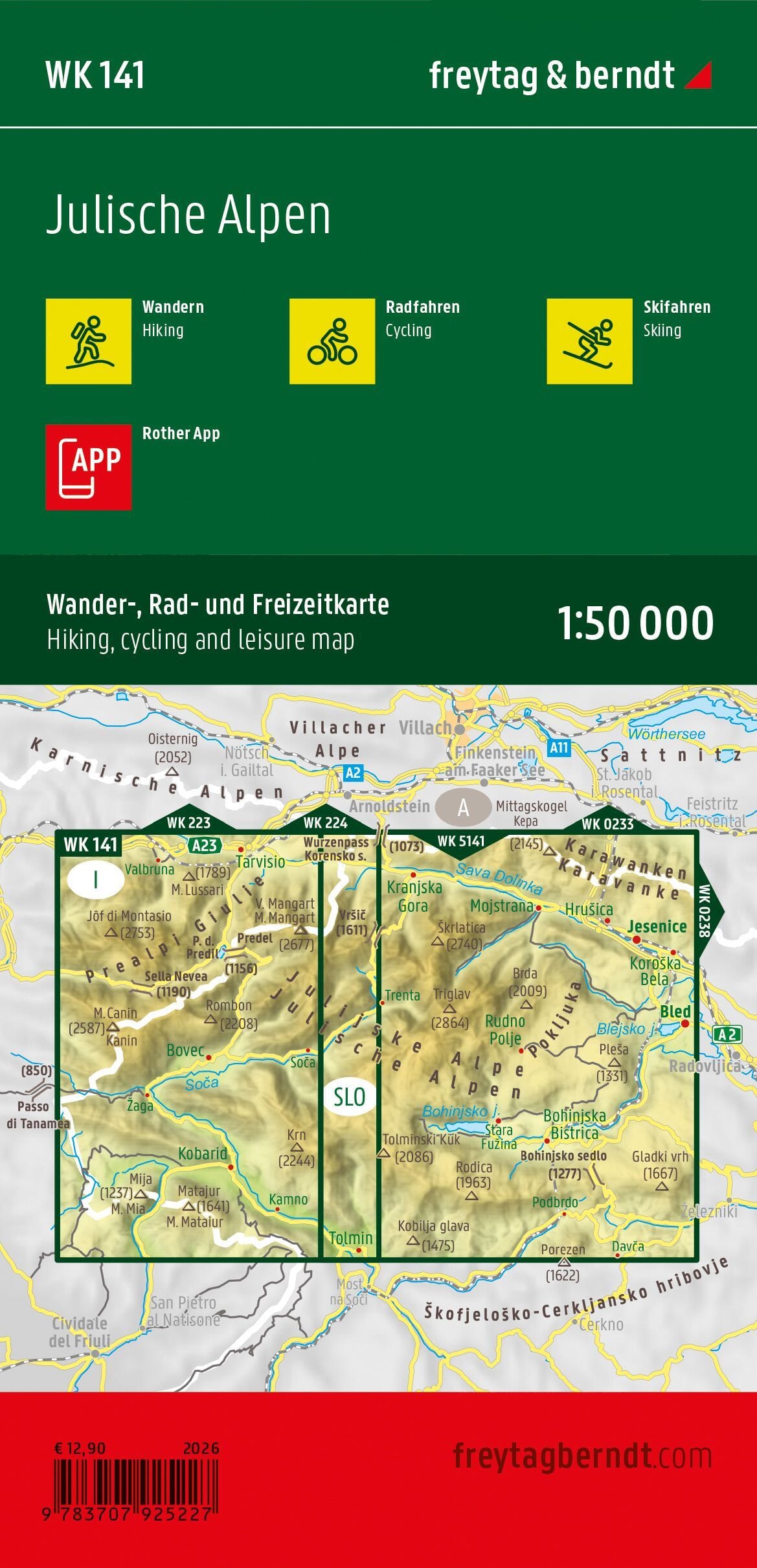 Carte de randonnée - Alpes Juliennes, n° WK141SL | Freytag & Berndt carte de randonnée Freytag & Berndt