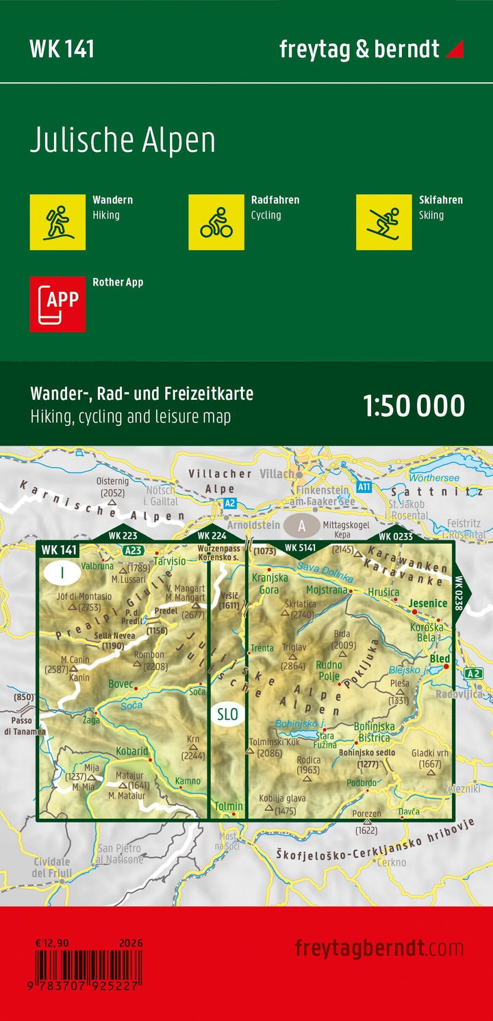 Carte de randonnée - Alpes Juliennes, n° WK141SL | Freytag & Berndt carte de randonnée Freytag & Berndt