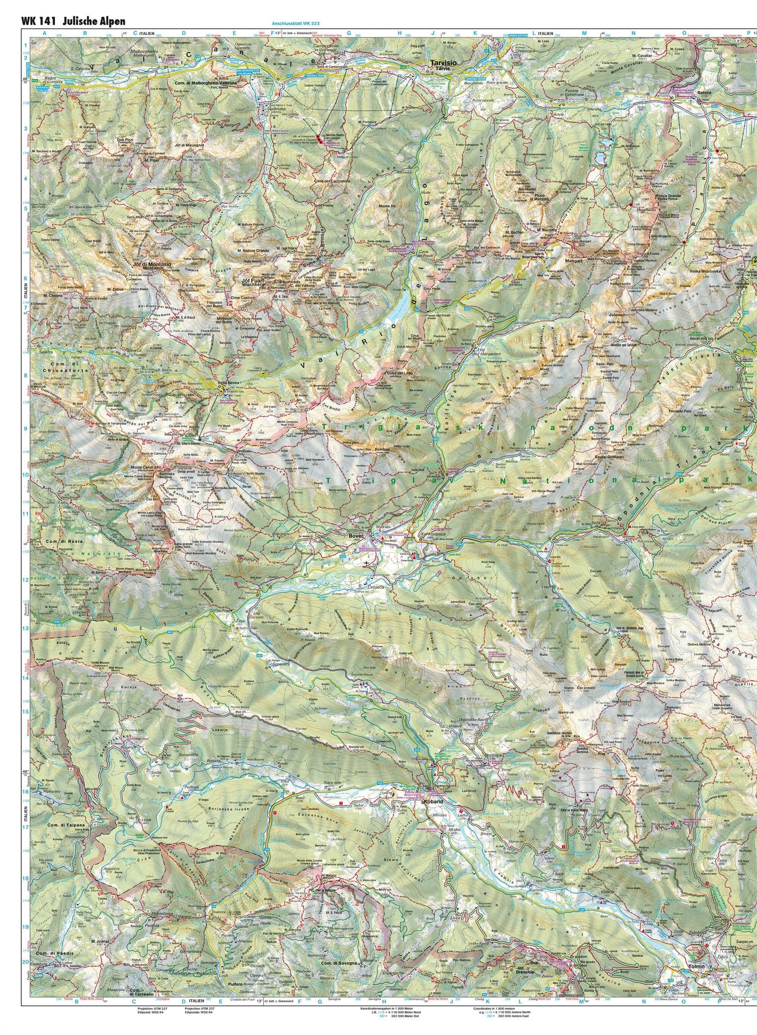 Carte de randonnée - Alpes Juliennes, n° WK141SL | Freytag & Berndt carte de randonnée Freytag & Berndt