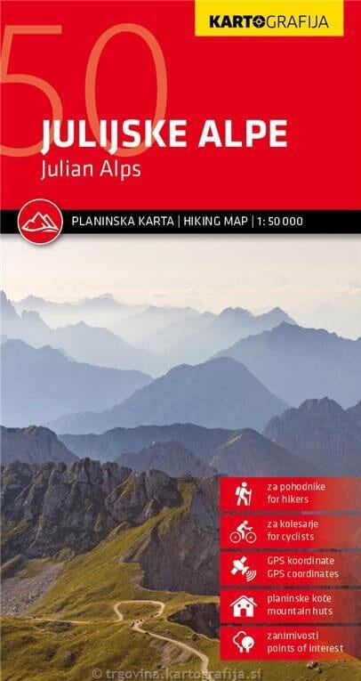 Carte de randonnée - Alpes Juliennes (Slovénie) | Kartografija carte de randonnée Kartografija 
