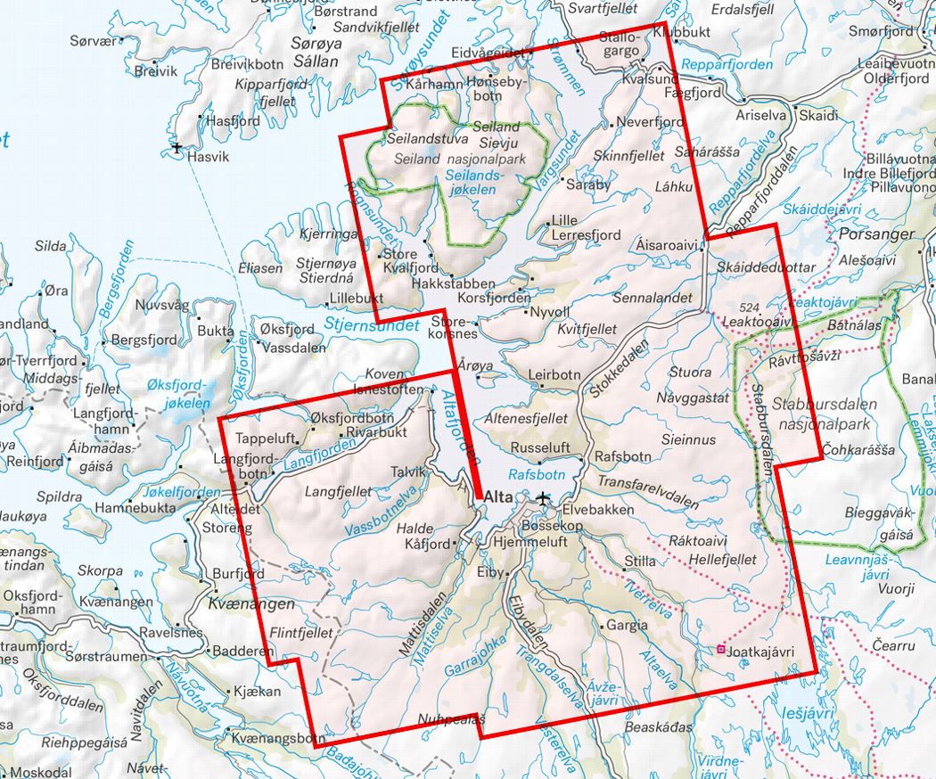 Carte de randonnée - Alta (Norvège) | Calazo - 1/50 000 carte de randonnée Calazo