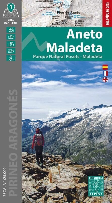 Carte de randonnée - Aneto, Massif de la Maladeta, parc naturel de Posets-Maladeta (Pyrénées aragonaises) | Alpina carte de randonnée Editorial Alpina