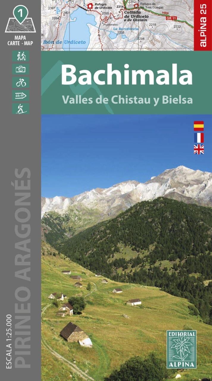 Carte de randonnée - Bachimala, vallées de Bielsa et Chistau (Pyrénées aragonaises) | Alpina carte de randonnée Editorial Alpina 