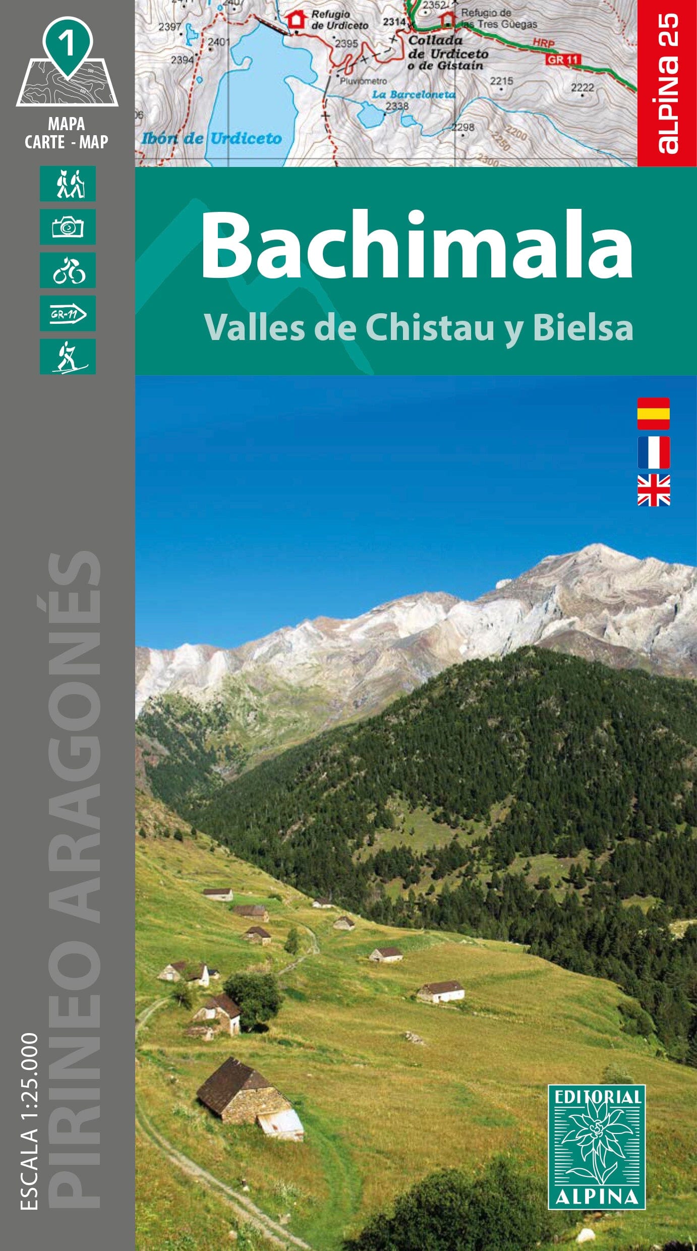Carte de randonnée - Bachimala, vallées de Chistau et Bielsa (Pyrénées aragonaises) | Alpina - 1:25 000 carte de randonnée Editorial Alpina 