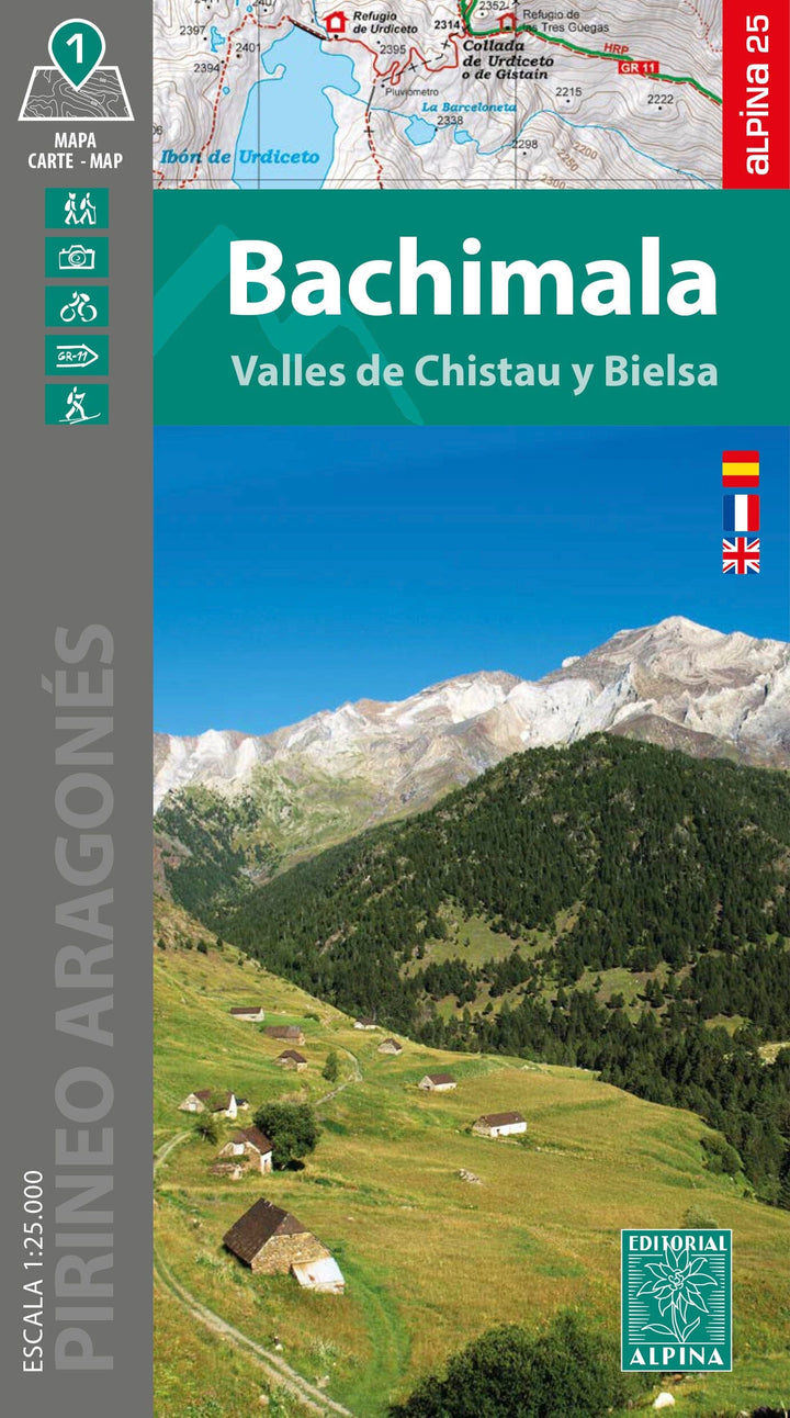 Carte de randonnée - Bachimala, vallées de Chistau et Bielsa (Pyrénées aragonaises) | Alpina - 1:25 000 carte de randonnée Editorial Alpina 