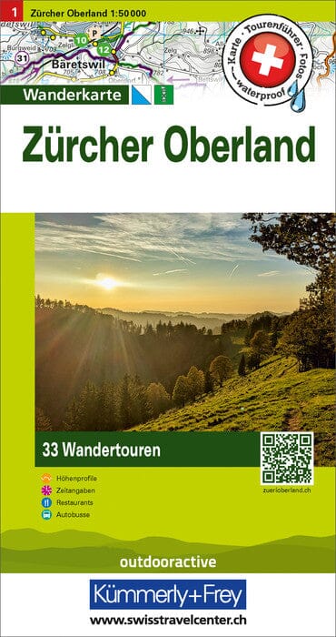 Carte de randonnée backcountry n° HKF.WK.01 - Zürcher Oberland (Suisse) | Hallwag carte de randonnée Hallwag