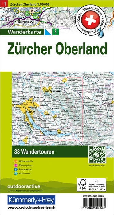 Carte de randonnée backcountry n° HKF.WK.01 - Zürcher Oberland (Suisse) | Hallwag carte de randonnée Hallwag