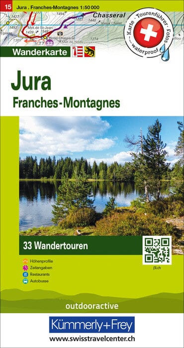 Carte de randonnée backcountry n° HKF.WK.15 - Jura, Franches-Montagnes (Suisse) | Hallwag carte de randonnée Hallwag